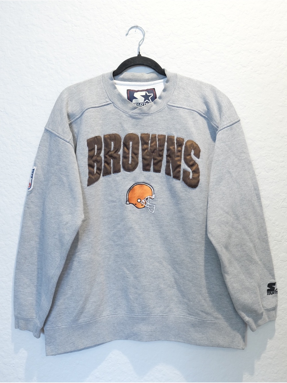 Vintage Starter Cleveland Browns Crewneck Sweatshirt Menβs L Gray Embroidered
